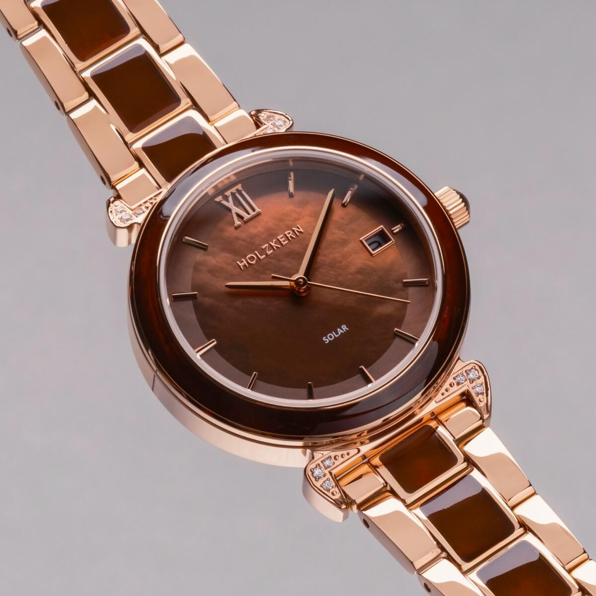 HOLZKERN | Sunglister Damen Solararmbanduhr (braun)