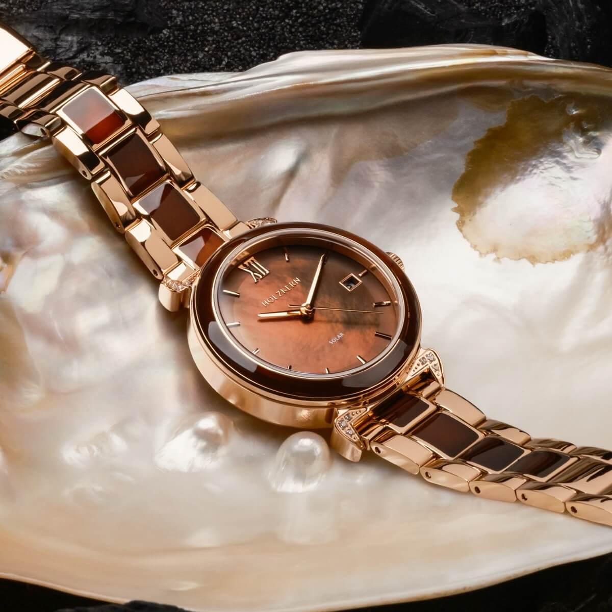 HOLZKERN | Sunglister Damen Solararmbanduhr (braun)