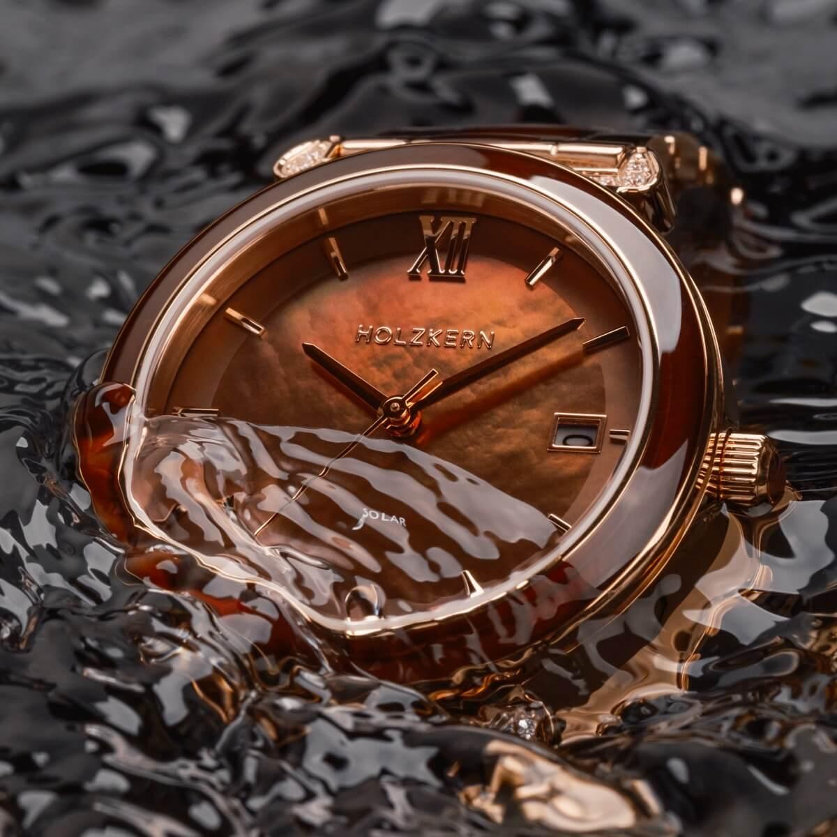 HOLZKERN | Sunglister Damen Solararmbanduhr (braun)