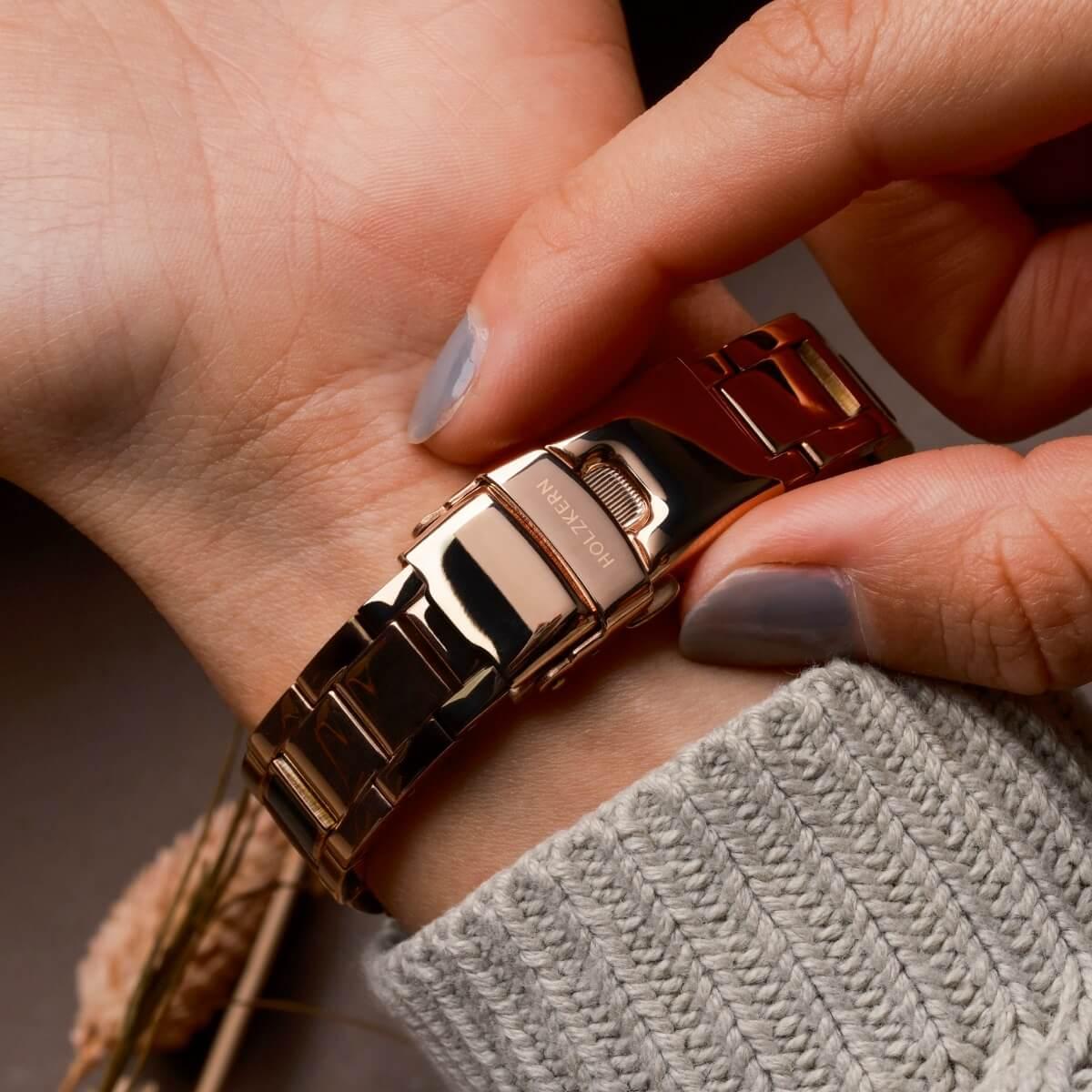 HOLZKERN | Sunglister Damen Solararmbanduhr (grün)