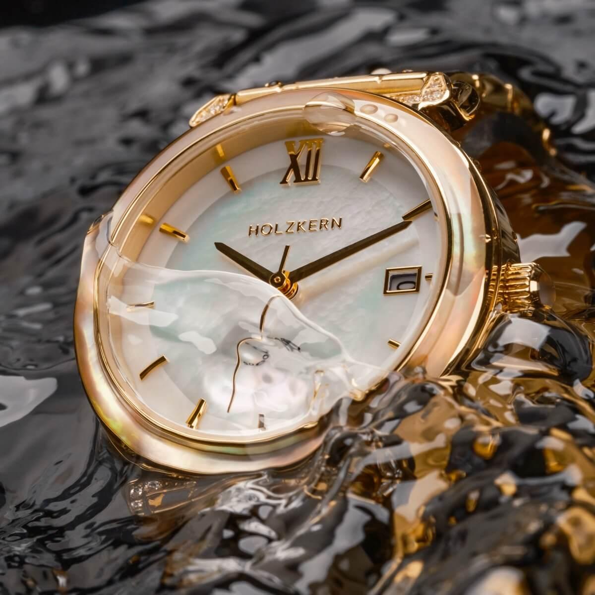 HOLZKERN | Sunglister Damen Solararmbanduhr (weiß)