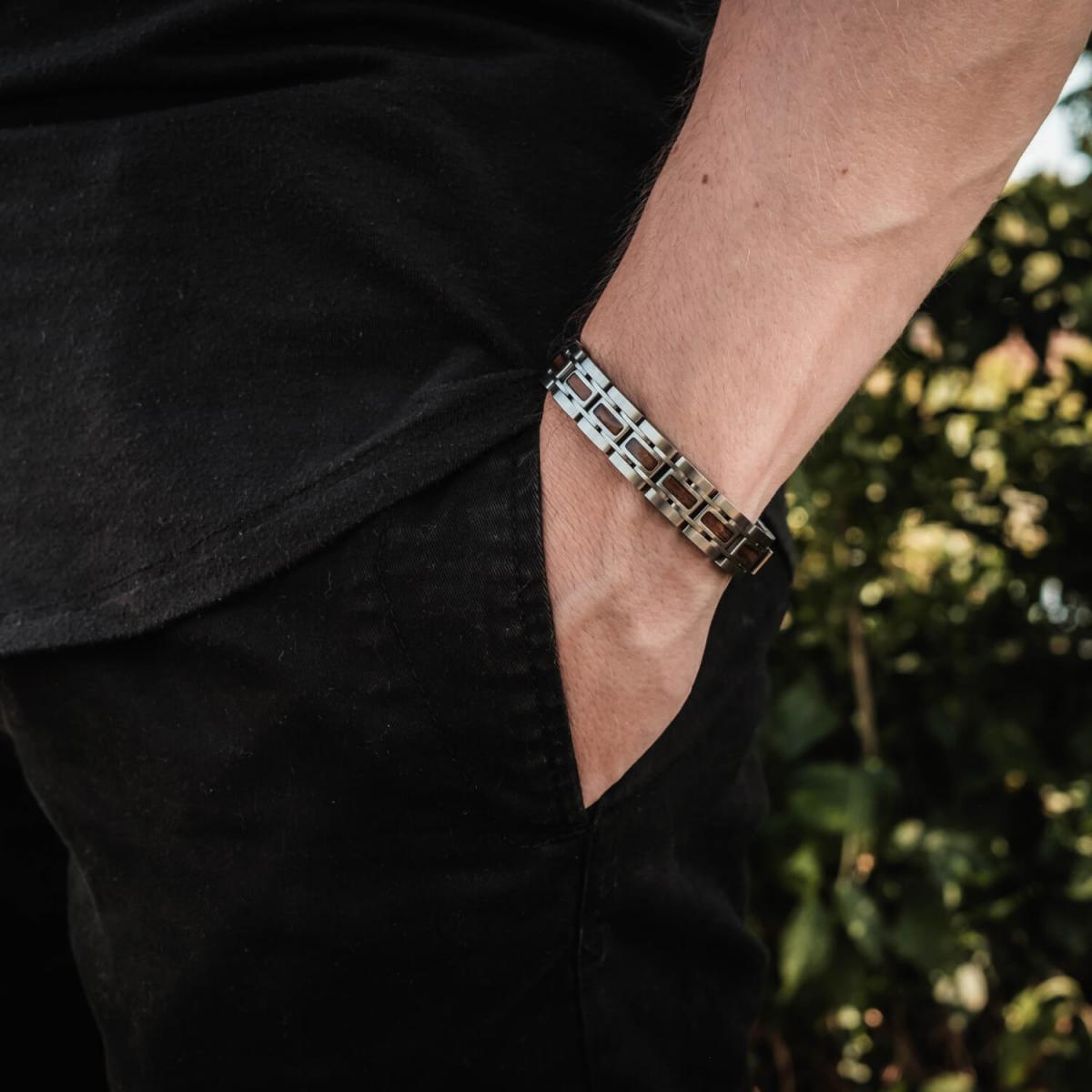 HOLZKERN | Tremolo (Walnussholz / Silber) Armband Bandlett