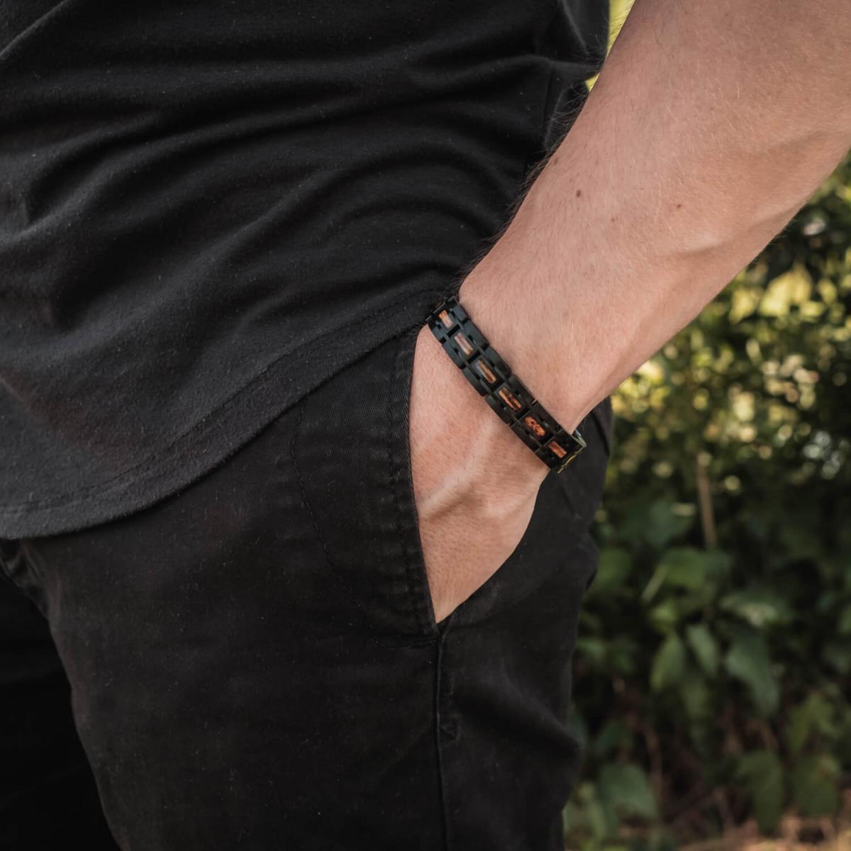 HOLZKERN | Tremolo (Zebranoholz / Schwarz) Armband Bandlett