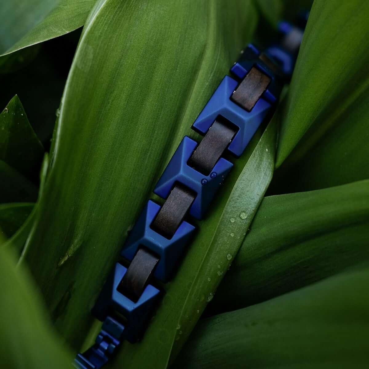HOLZKERN | Armband Bandlett Verismo (Leadwood / Blau)