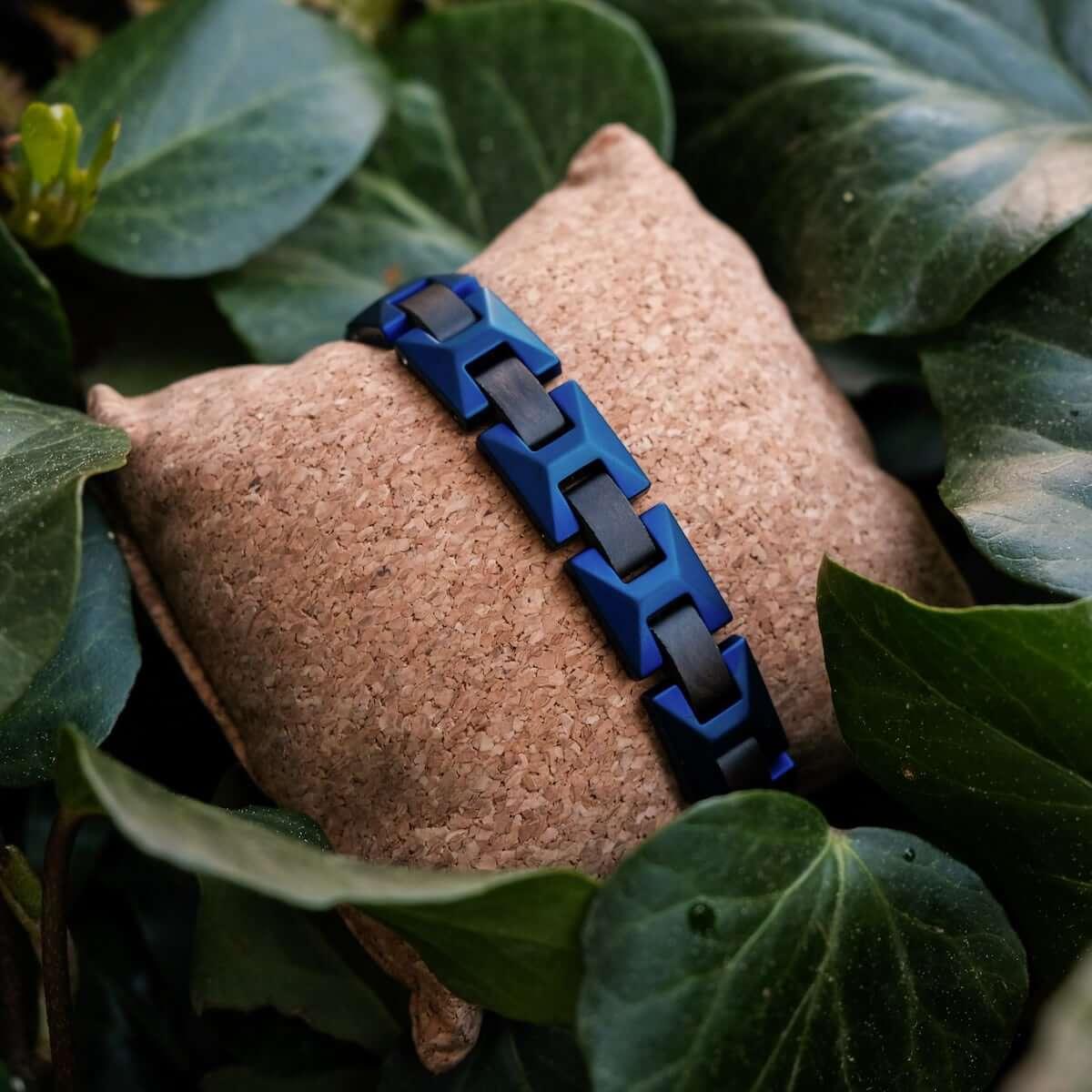 HOLZKERN | Armband Bandlett Verismo (Leadwood / Blau)