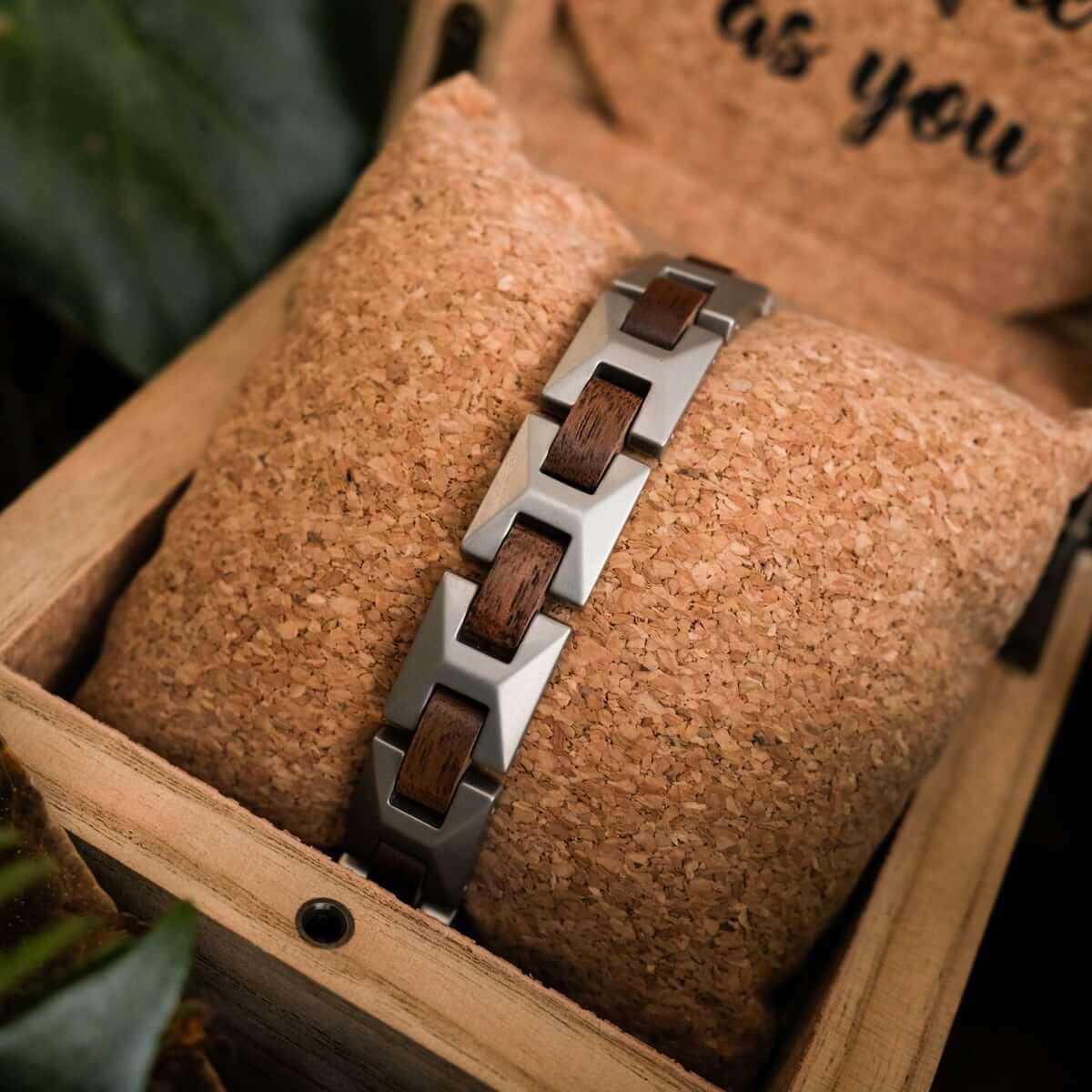 HOLZKERN | Armband Bandlett Verismo (Walnuss / Silber)