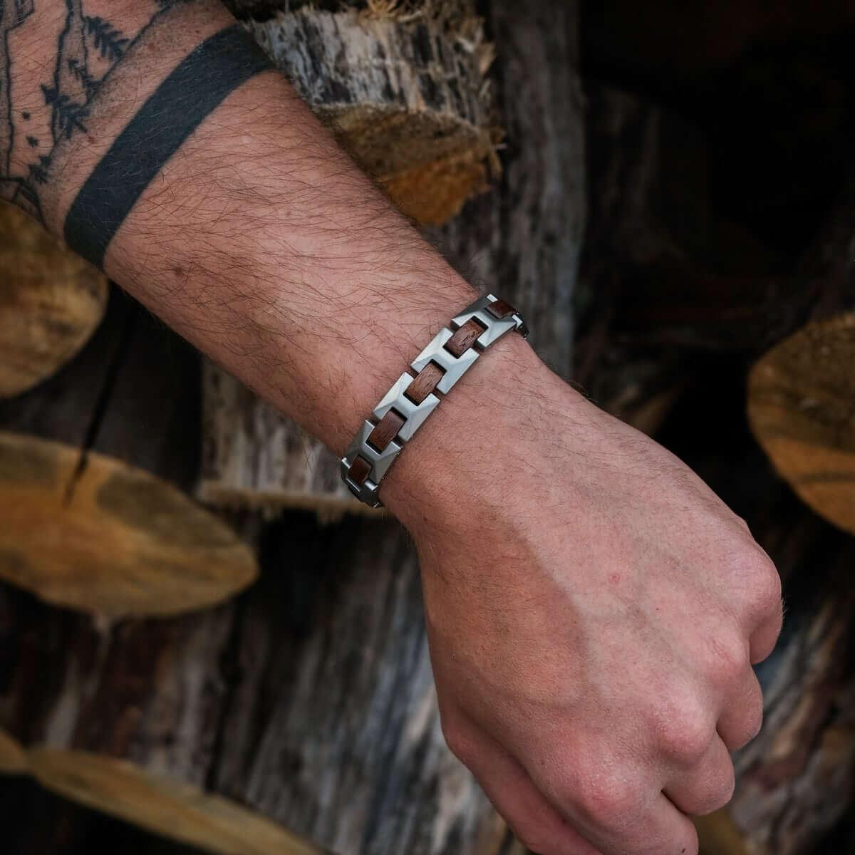 HOLZKERN | Armband Bandlett Verismo (Walnuss / Silber)