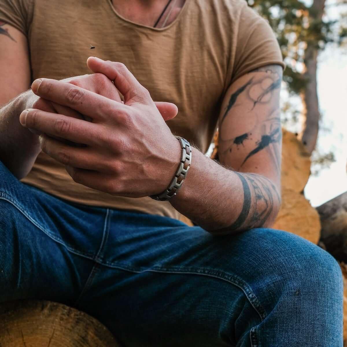 HOLZKERN | Armband Bandlett Verismo (Walnuss / Silber)