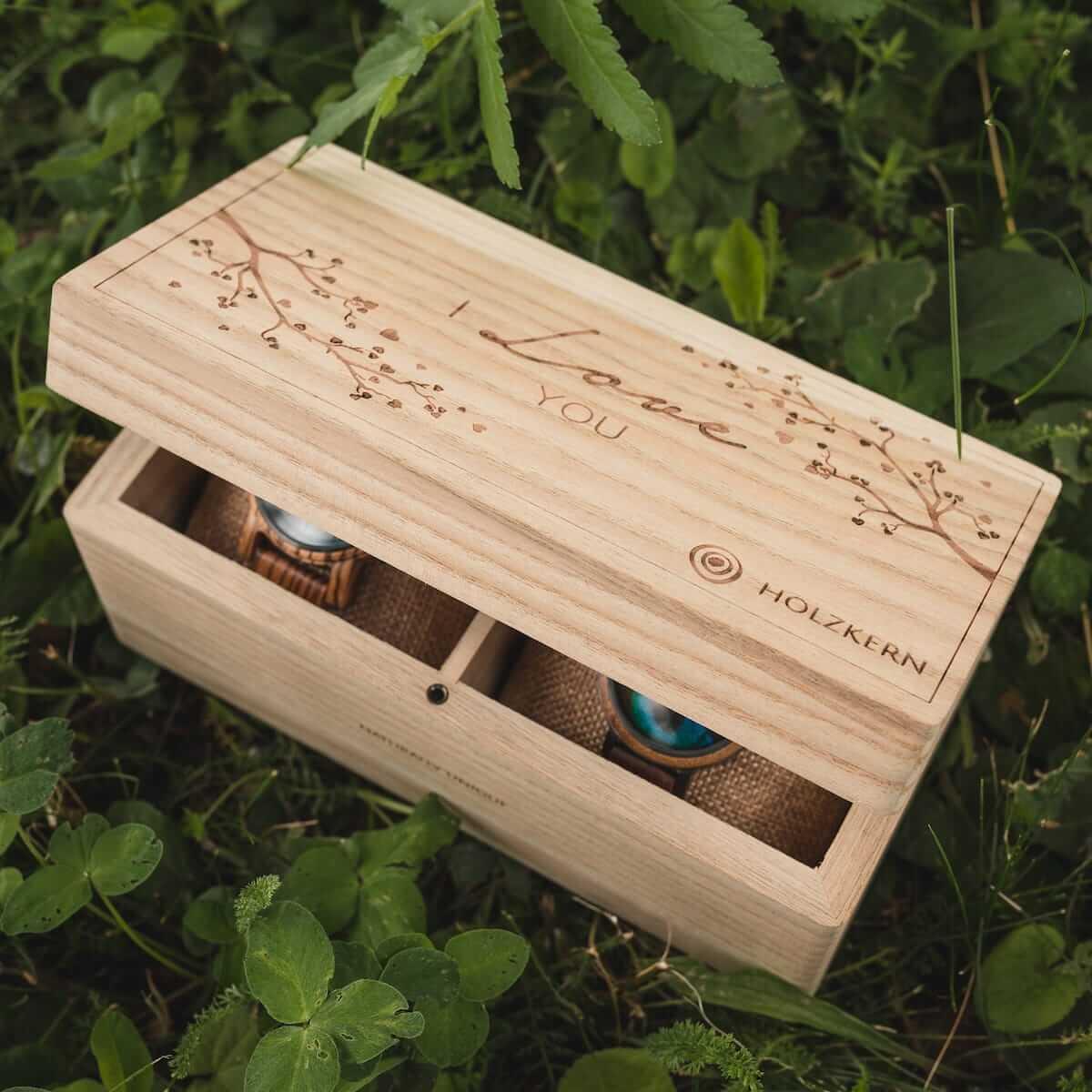 HOLZKERN | Doppelbox Catalpa (I love you)