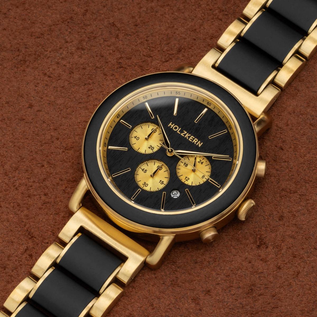 HOLZKERN | Zwielicht Horizont Herren Chronograph Ahornholz Gold