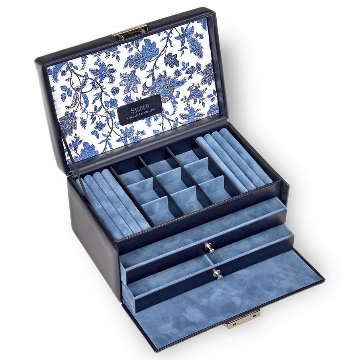 SACHER | Schmuckkoffer Elly Florage Echtleder navy (25.501.014008)