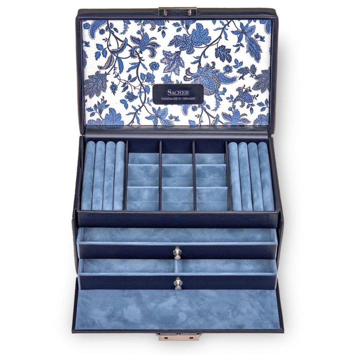 SACHER | Schmuckkoffer Elly Florage Echtleder navy (25.501.014008)