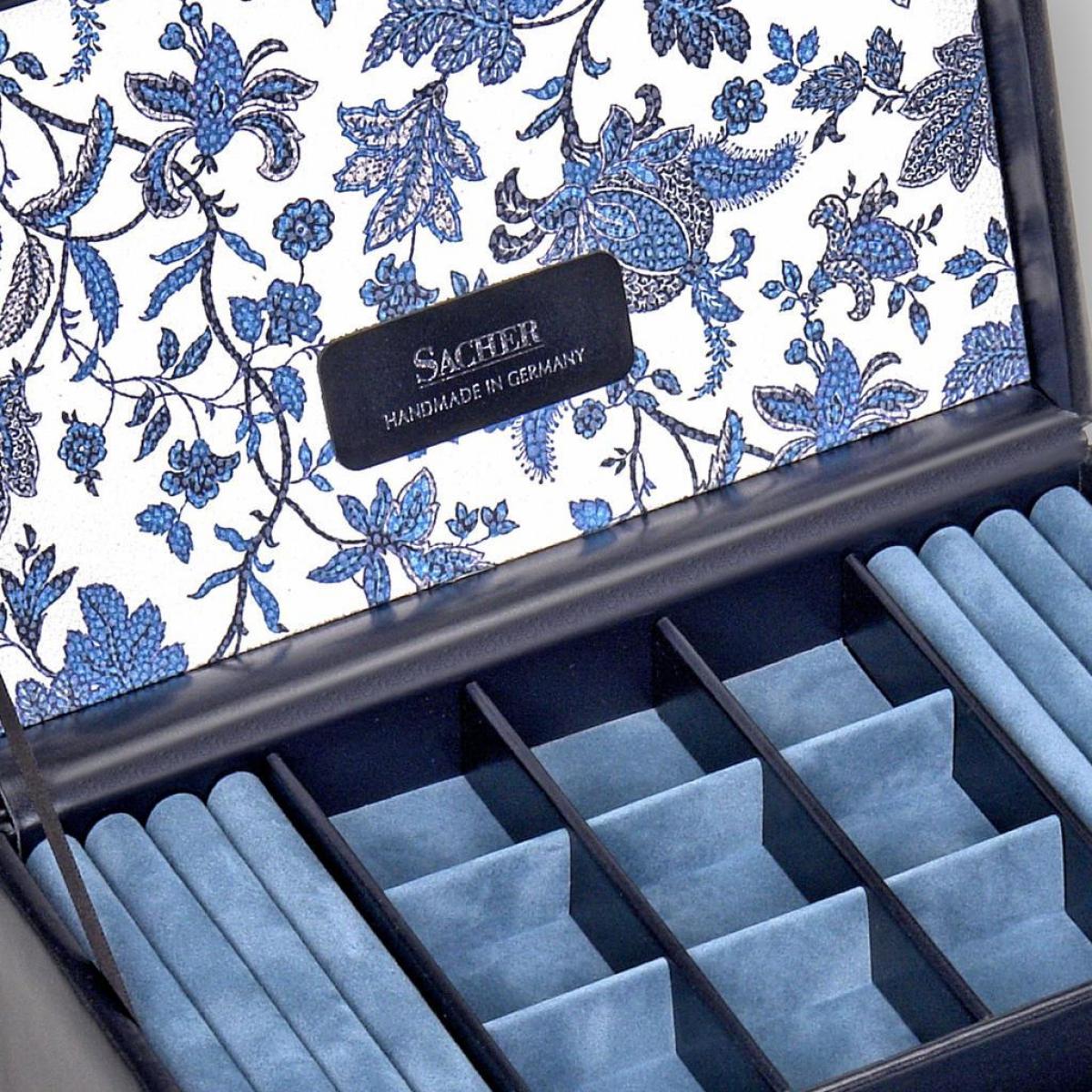 SACHER | Schmuckkoffer Elly Florage Echtleder navy (25.501.014008)