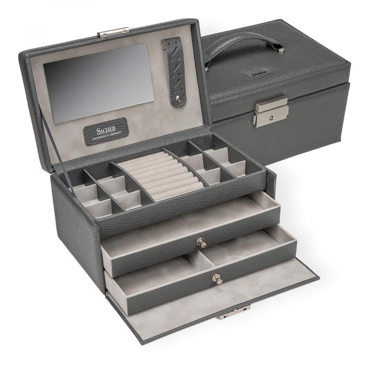 SACHER | Schmuckkoffer Emma Granello Vollrindleder grau (24.520.111621)