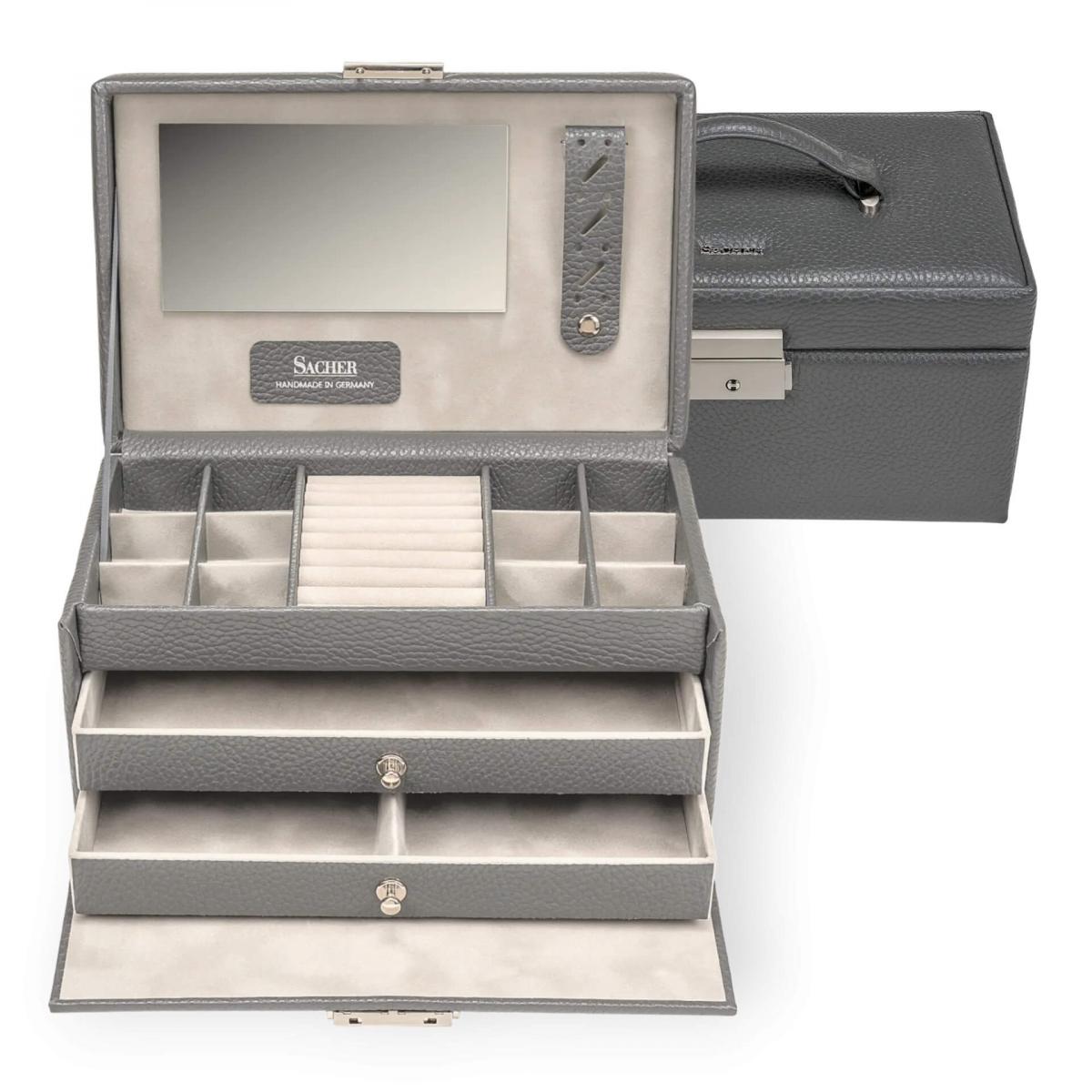 SACHER | Schmuckkoffer Emma Granello Vollrindleder grau (24.520.111621)