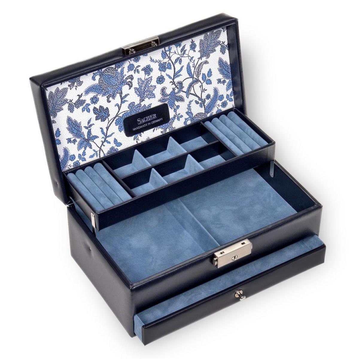 SACHER | Schmuckkasten Helen Florage Echtleder navy (34.501.014008)