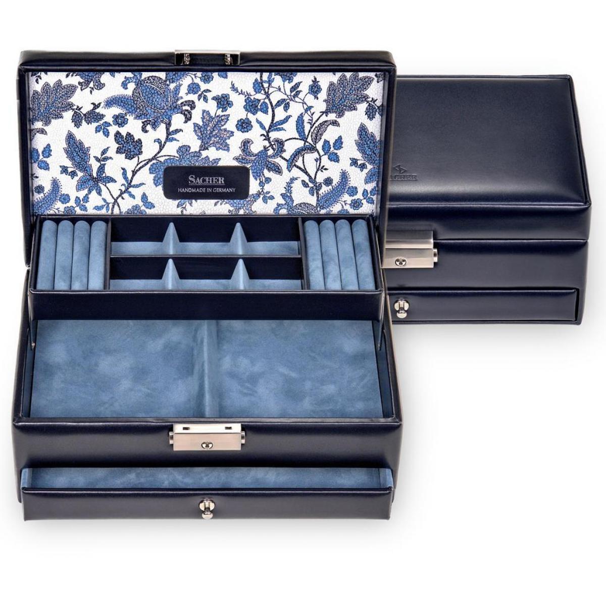 SACHER | Schmuckkasten Helen Florage Echtleder navy (34.501.014008)