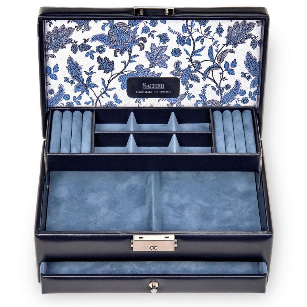 SACHER | Schmuckkasten Helen Florage Echtleder navy (34.501.014008)