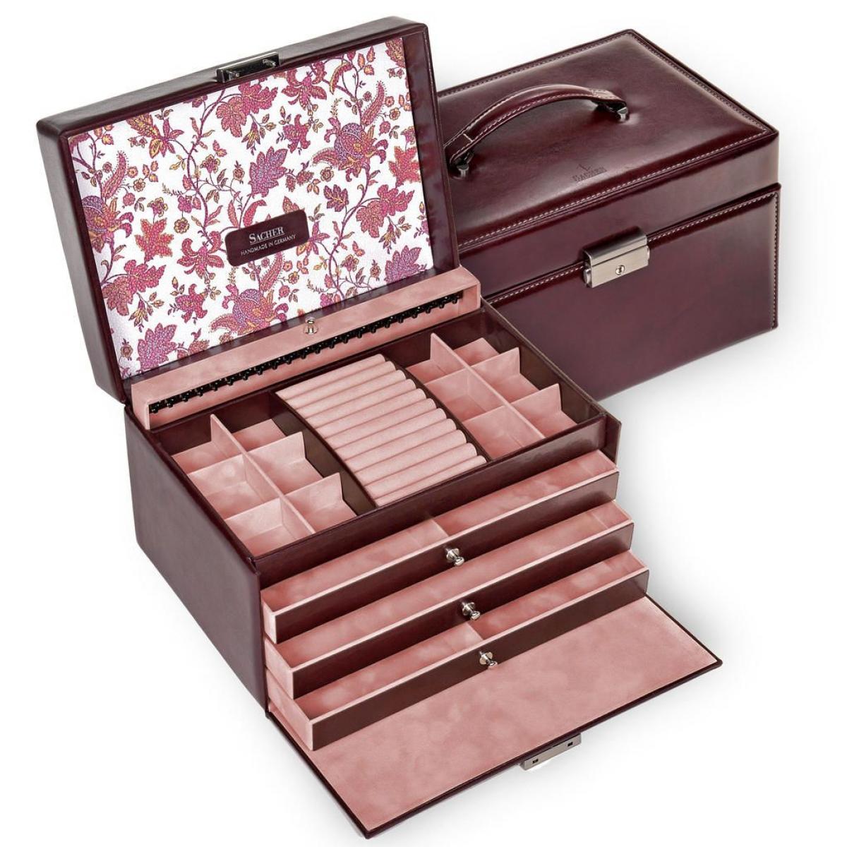 SACHER | Schmuckkoffer Jasmin Florage Leder bordeaux (72.501.360102)