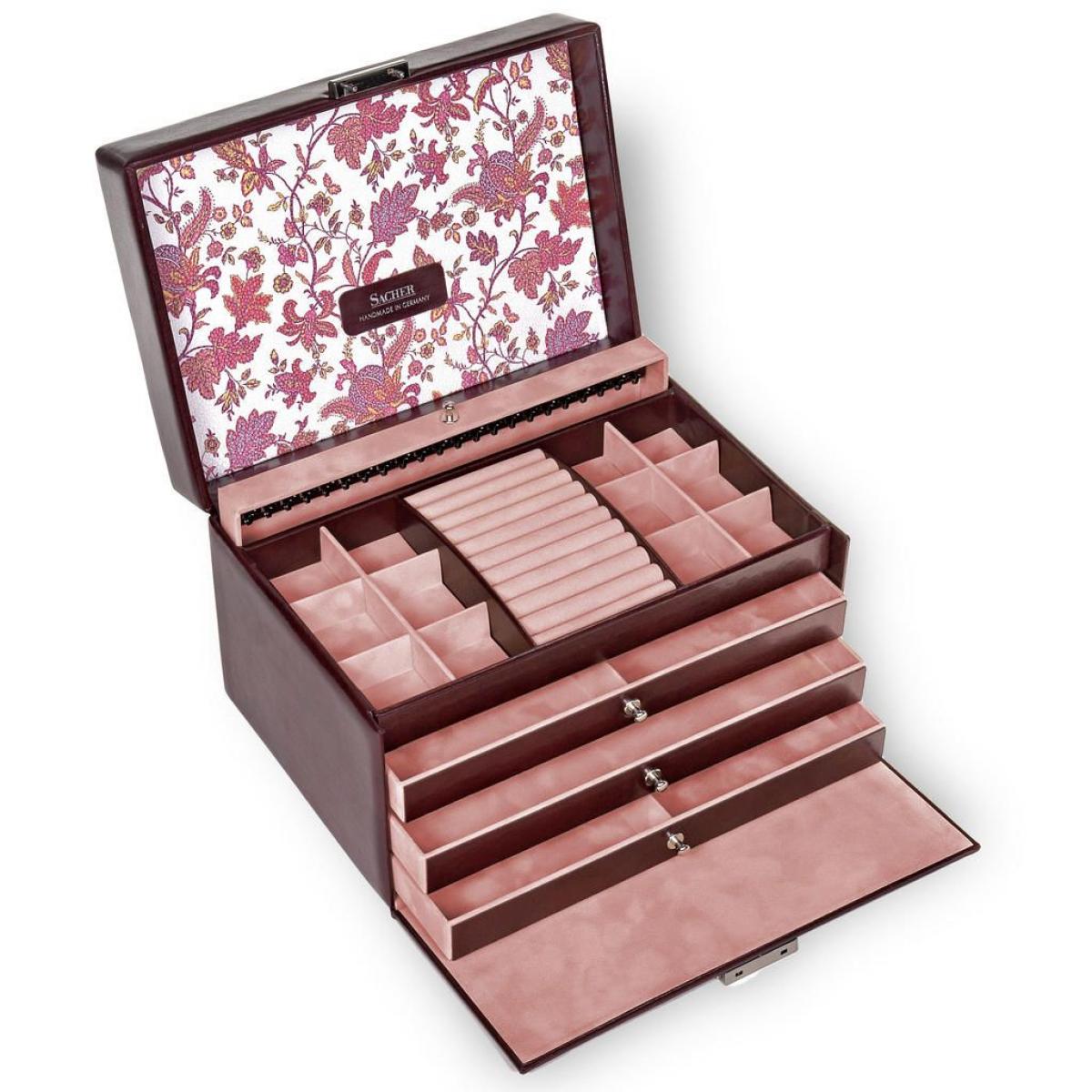 SACHER | Schmuckkoffer Jasmin Florage Leder bordeaux (72.501.360102)