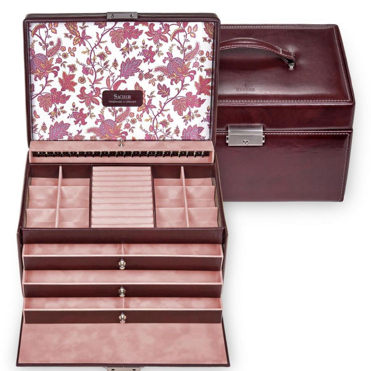 SACHER | Schmuckkoffer Jasmin Florage Leder bordeaux (72.501.360102)