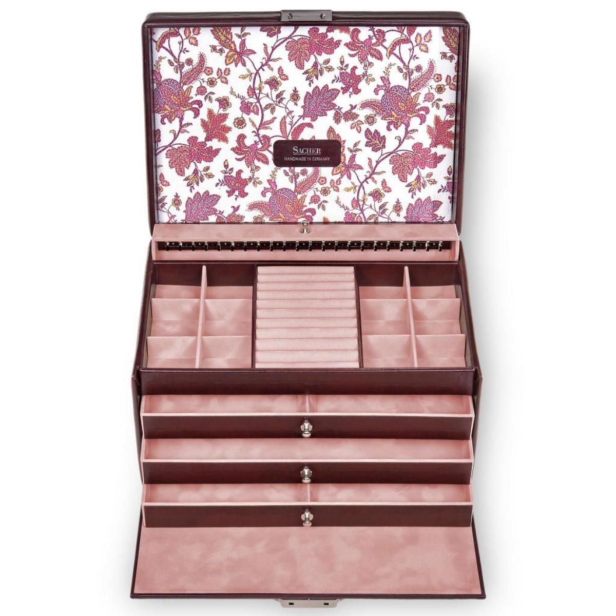 SACHER | Schmuckkoffer Jasmin Florage Leder bordeaux (72.501.360102)