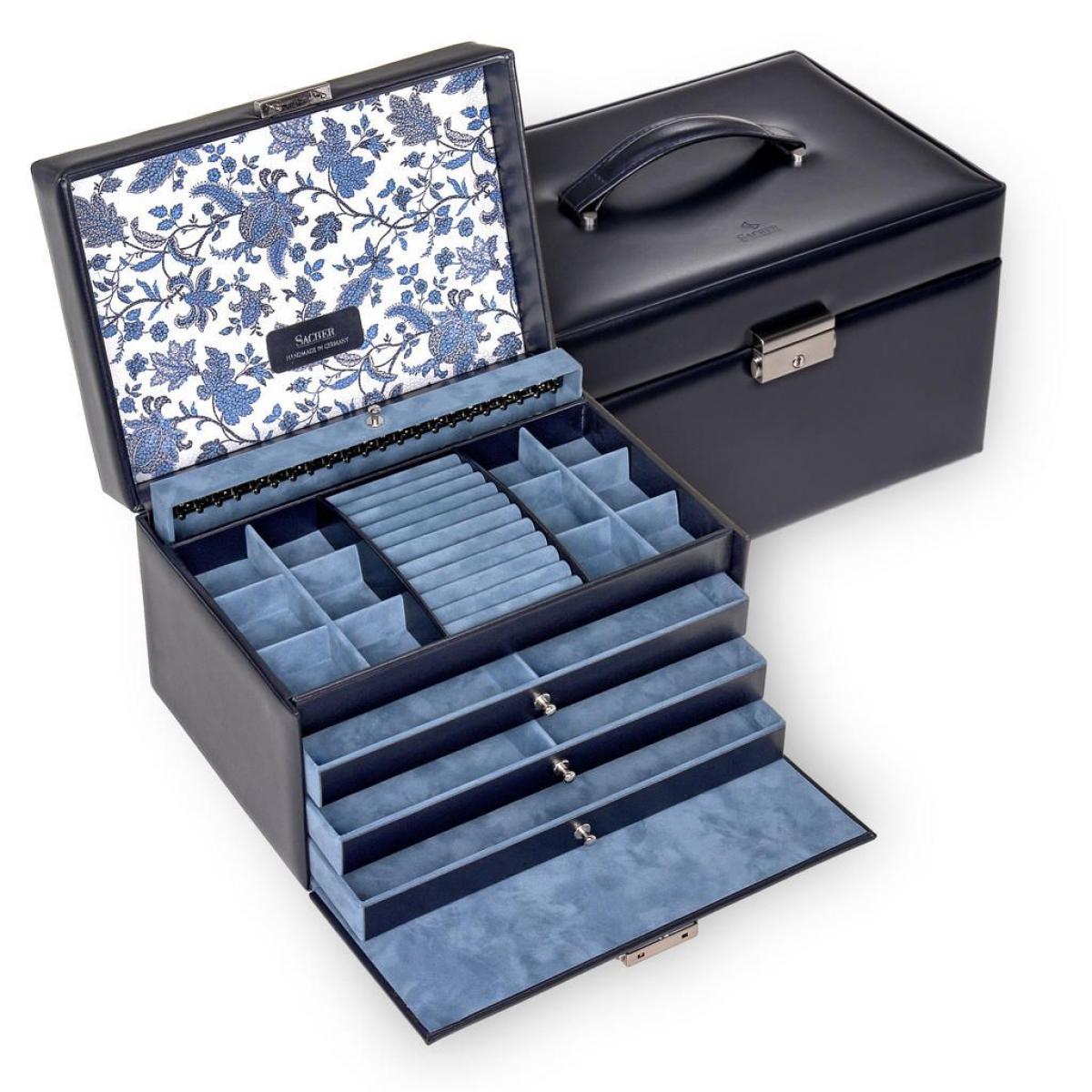 SACHER | Schmuckkoffer Jasmin Florage Leder navy (72.501.014008))