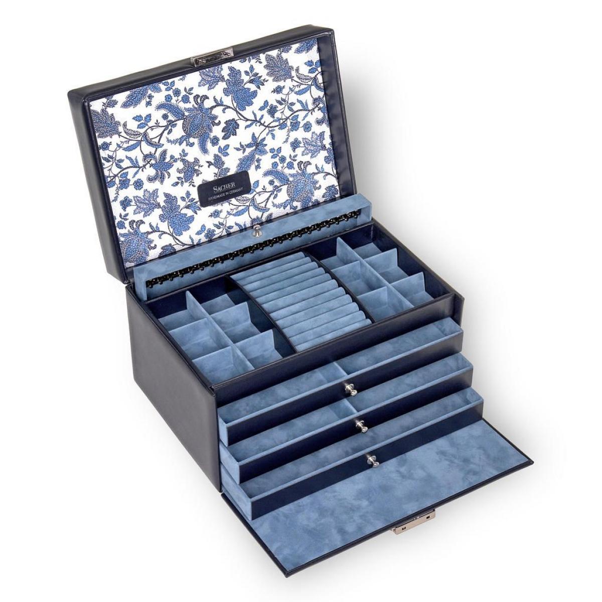SACHER | Schmuckkoffer Jasmin Florage Leder navy (72.501.014008))