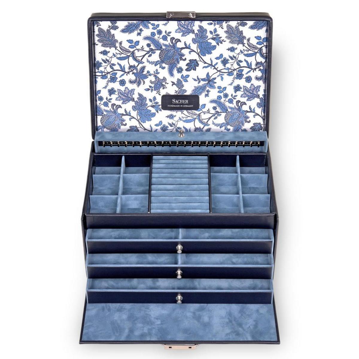 SACHER | Schmuckkoffer Jasmin Florage Leder navy (72.501.014008))