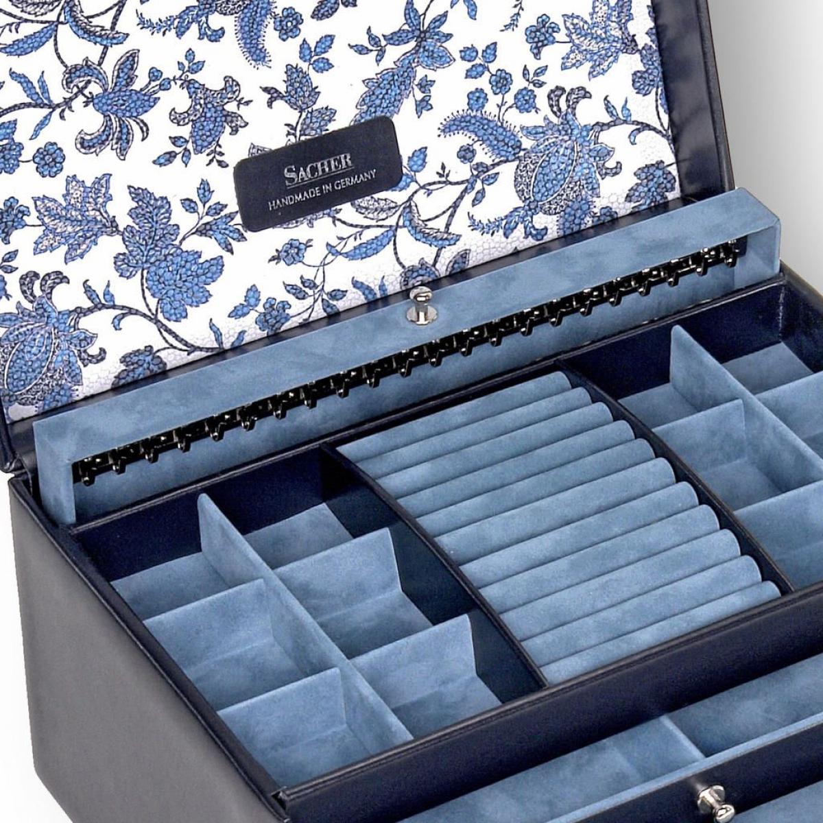 SACHER | Schmuckkoffer Jasmin Florage Leder navy (72.501.014008))