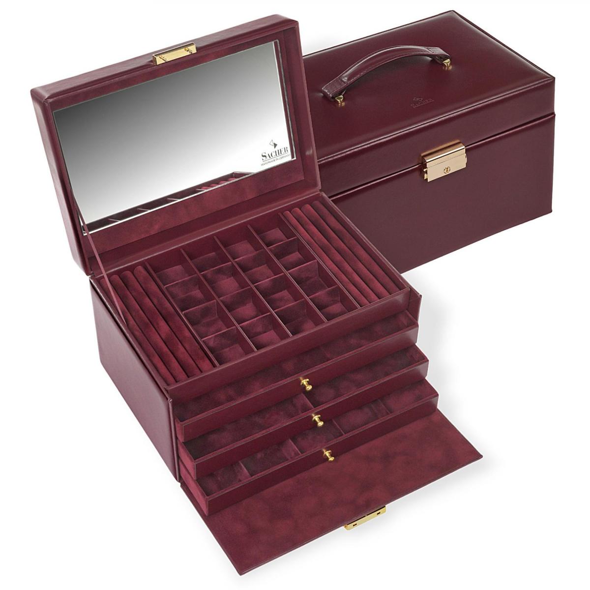 SACHER | Schmuckkoffer Lena Acuro Echtleder bordeaux (77.301.010101)