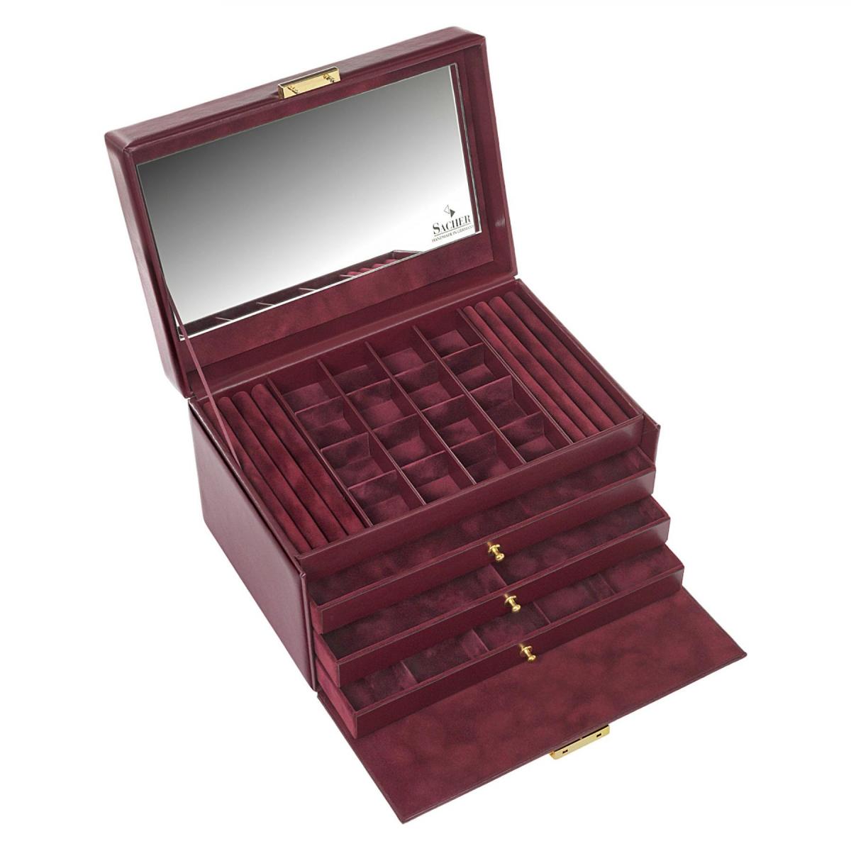 SACHER | Schmuckkoffer Lena Acuro Echtleder bordeaux (77.301.010101)