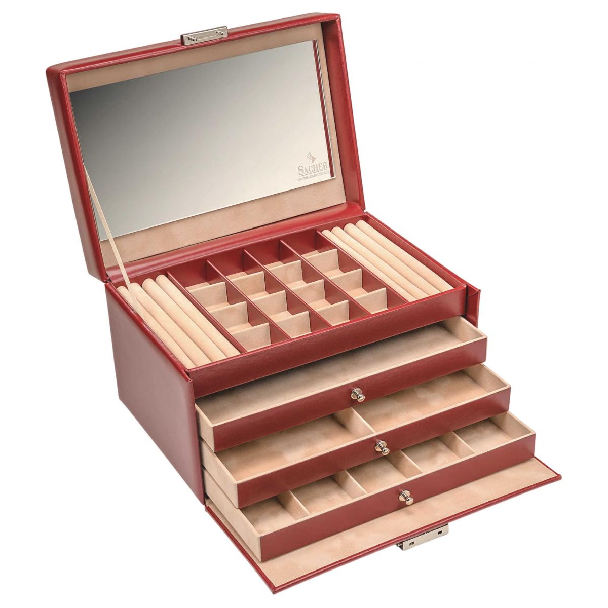 SACHER | Schmuckkoffer Lena Amadora Echtleder rot (77.521.015043)
