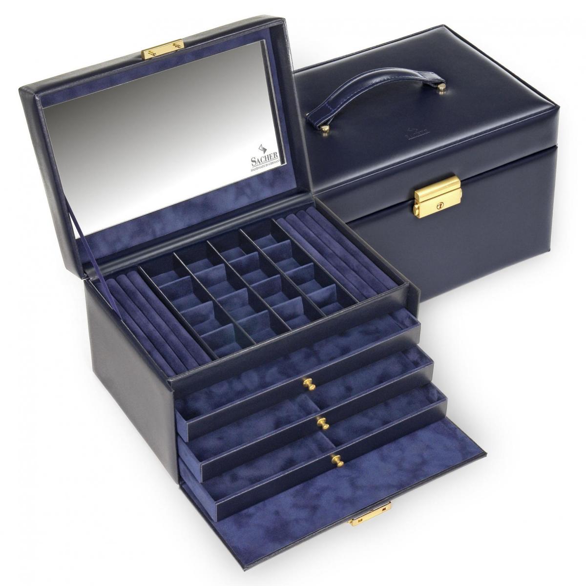 SACHER | Schmuckkoffer Lena Acuro Echtleder navy  (77.301.014023)