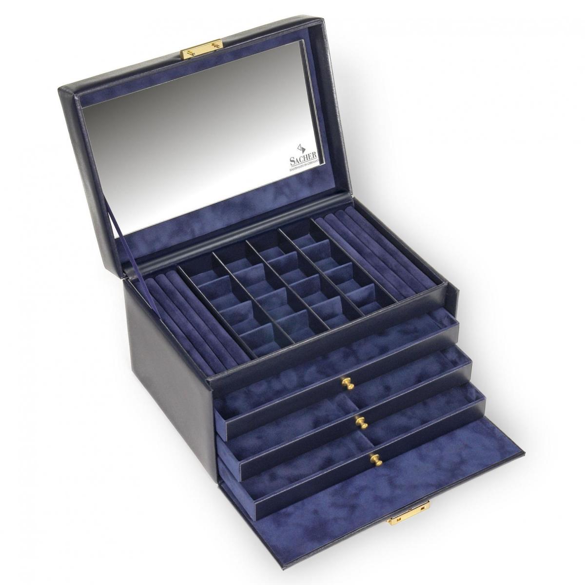 SACHER | Schmuckkoffer Lena Acuro Echtleder navy  (77.301.014023)