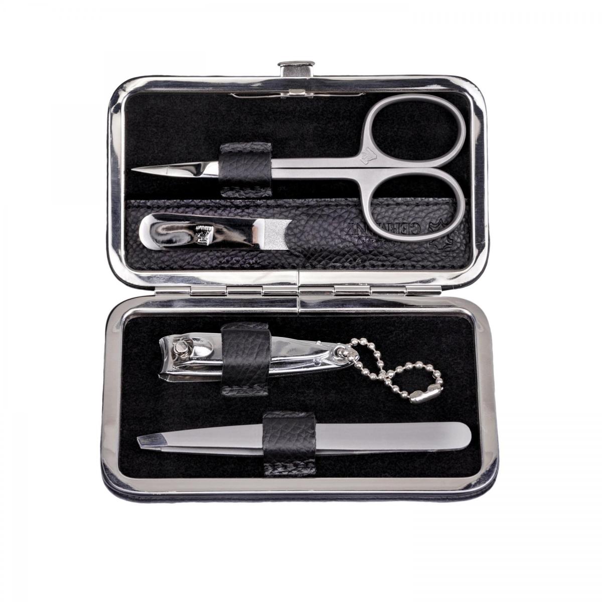 SACHER | Manikürenset 4-teilig Leder genarbt schwarz (TF100R.1504)