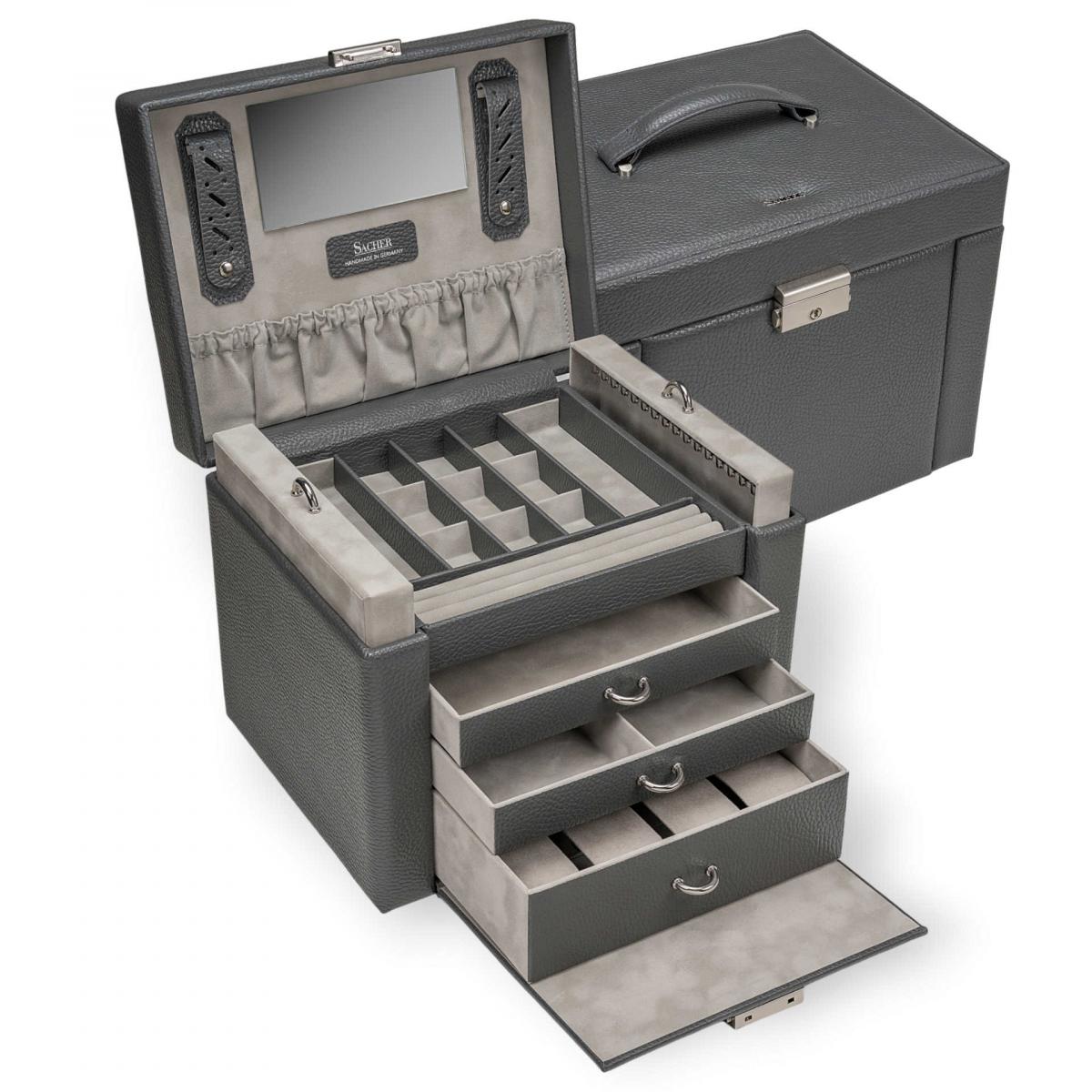 SACHER | Schmuckkoffer Marta Granello Vollrindleder grau (88.520.111621)