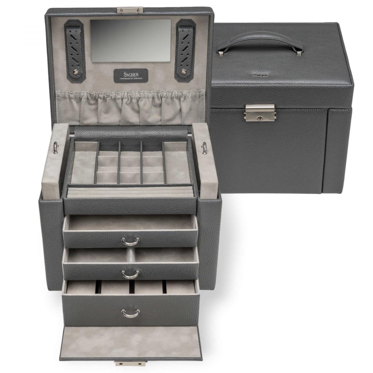 SACHER | Schmuckkoffer Marta Granello Vollrindleder grau (88.520.111621)