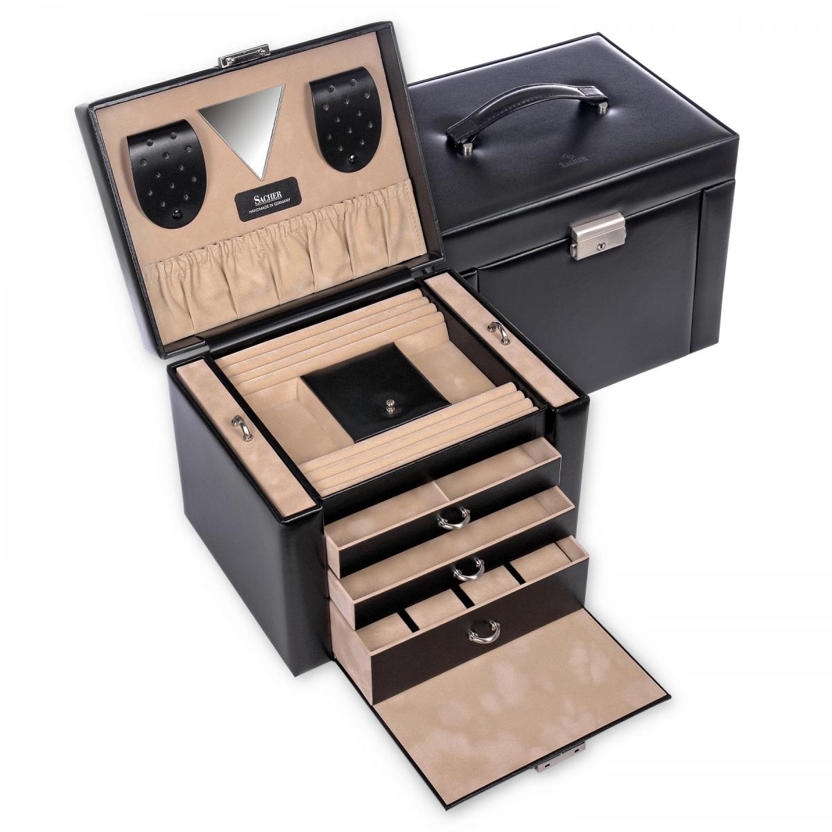 SACHER | Schmuckkoffer Maxima New Classic Leder schwarz (81.107.010443)