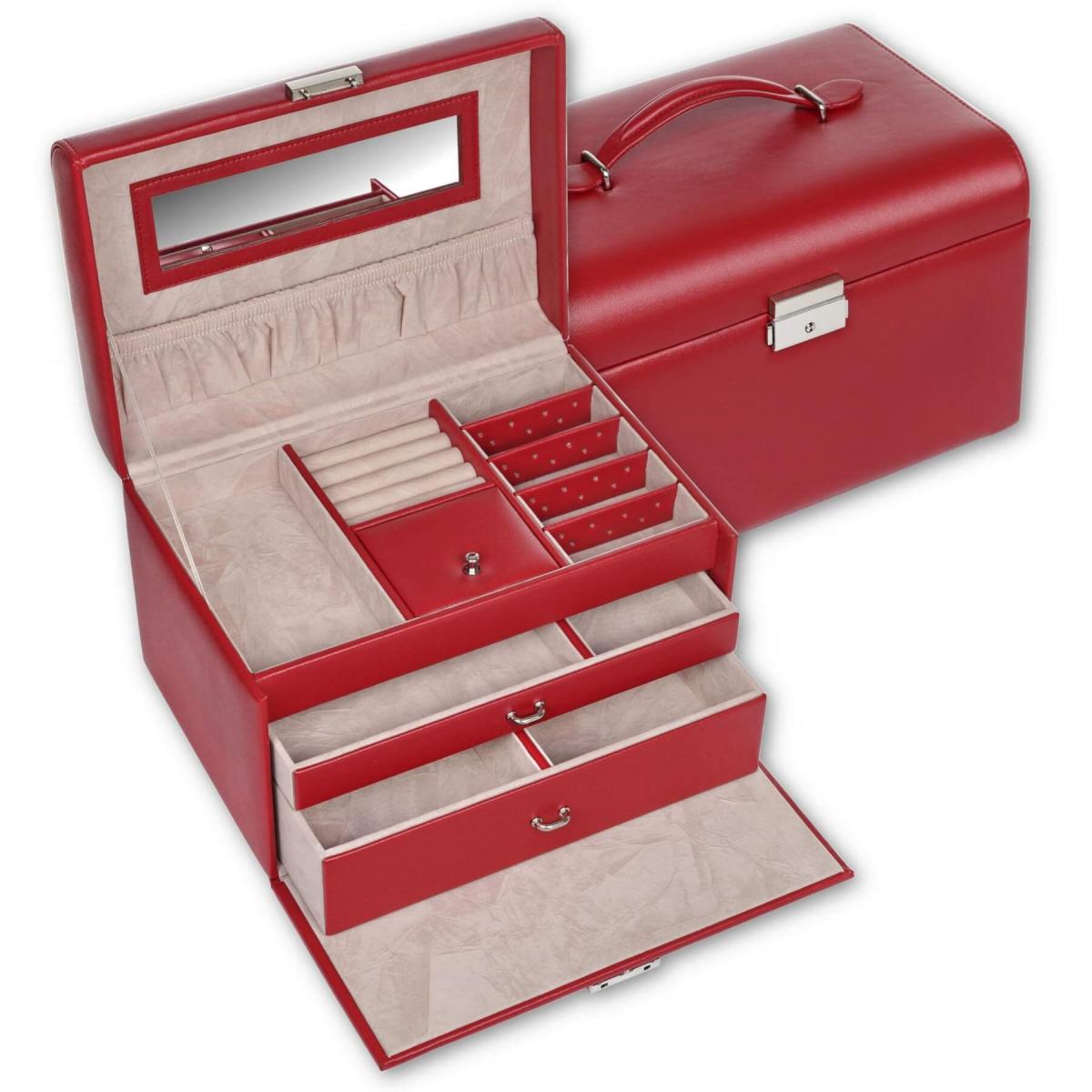 SACHER | Schmuckkoffer Sarah Lederimitat Nappaoptik rot (K7.000.290343)