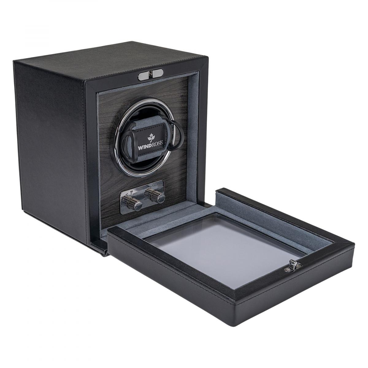WINDROSE | Uhrenbeweger Ambiance 1 Uhr Leder Holzfurnier schwarz (851111.08)