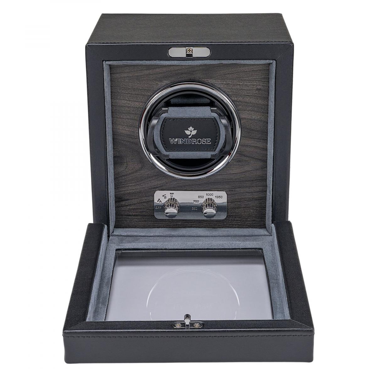 WINDROSE | Uhrenbeweger Ambiance 1 Uhr Leder Holzfurnier schwarz (851111.08)