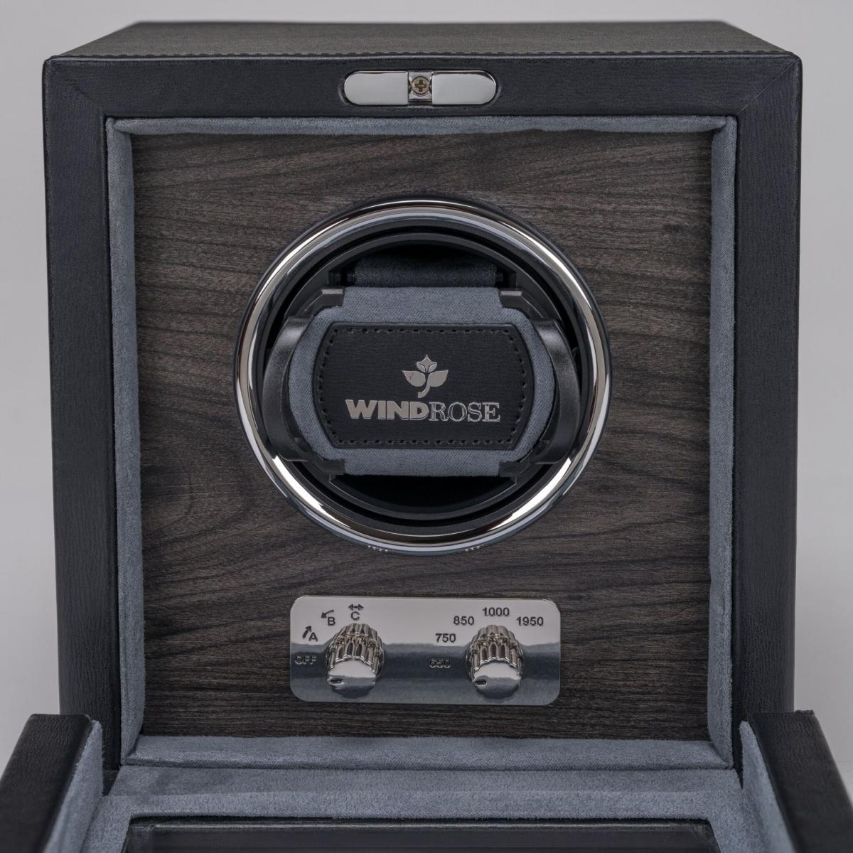 WINDROSE | Uhrenbeweger Ambiance 1 Uhr Leder Holzfurnier schwarz (851111.08)