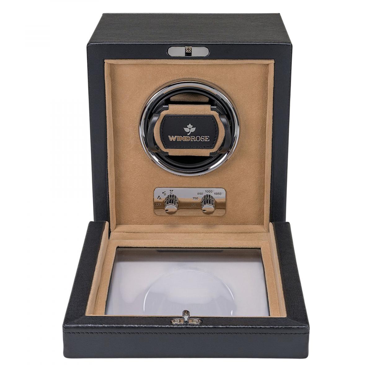 WINDROSE | Uhrenbeweger Ambiance 1 Uhr Leder Velours schwarz (851101.08)