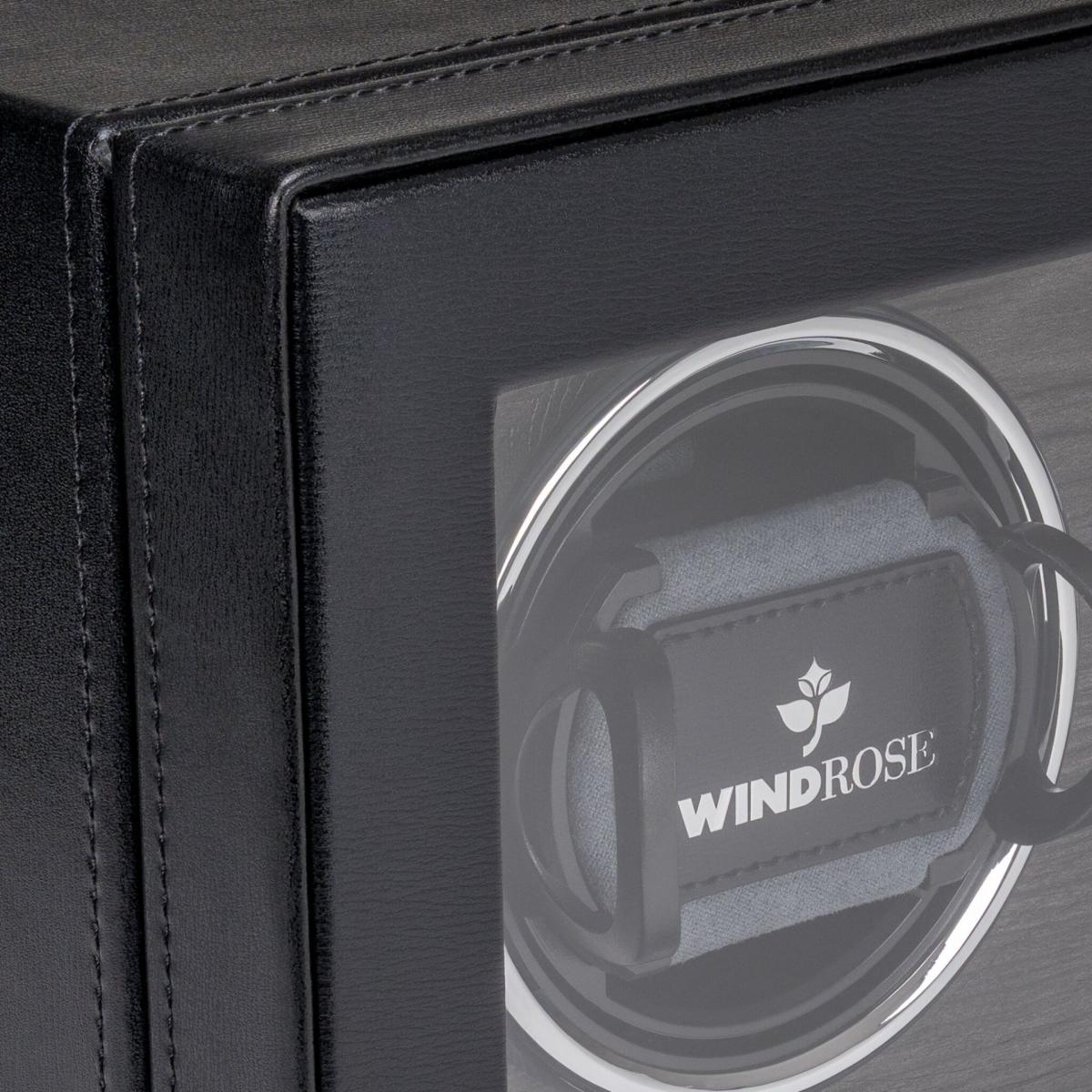 WINDROSE | Uhrenbeweger Ambiance 2 Uhren Leder Holzfurnier schwarz (851112.08)