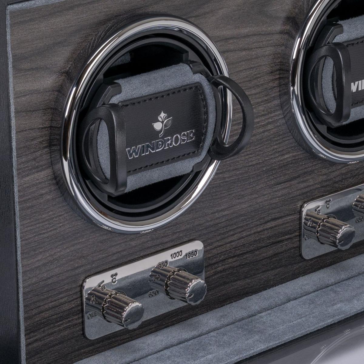 WINDROSE | Uhrenbeweger Ambiance 2 Uhren Leder Holzfurnier schwarz (851112.08)