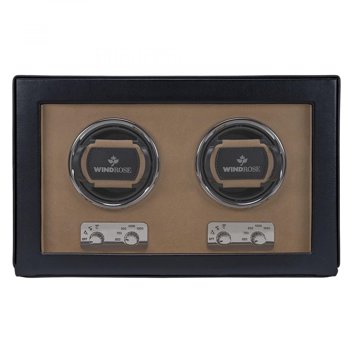 WINDROSE | Uhrenbeweger Ambiance 2 Uhren Leder Velours schwarz (851102.08)