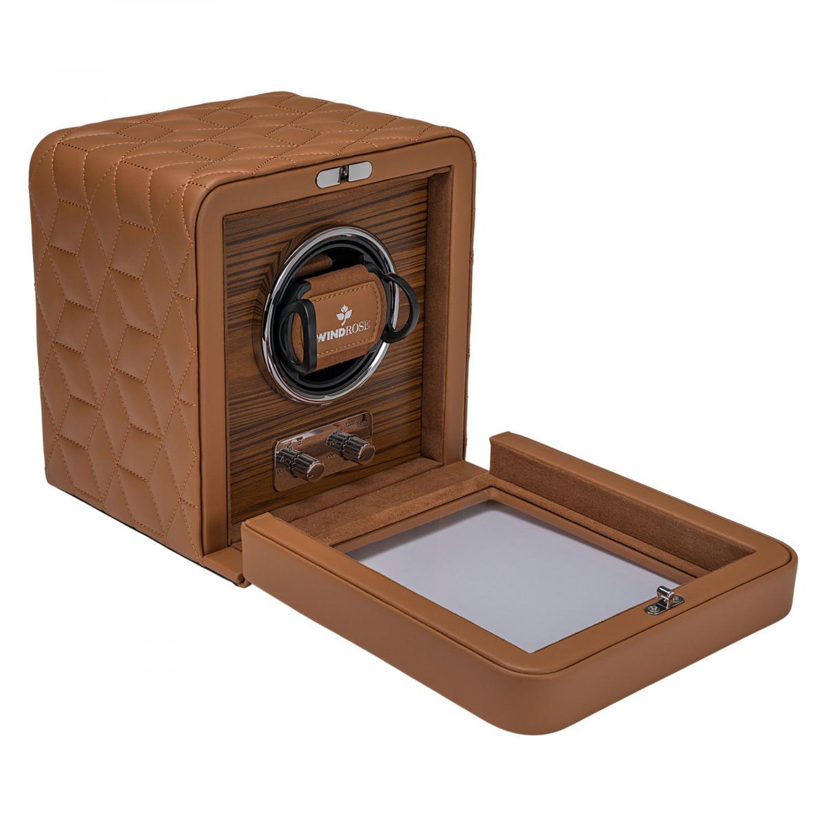 WINDROSE | Uhrenbeweger Noblesse 1 Uhr Lederimitat Holzfurnier braun (851211.12)