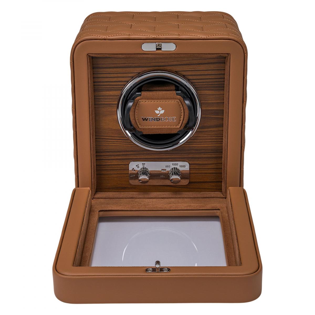 WINDROSE | Uhrenbeweger Noblesse 1 Uhr Lederimitat Holzfurnier braun (851211.12)