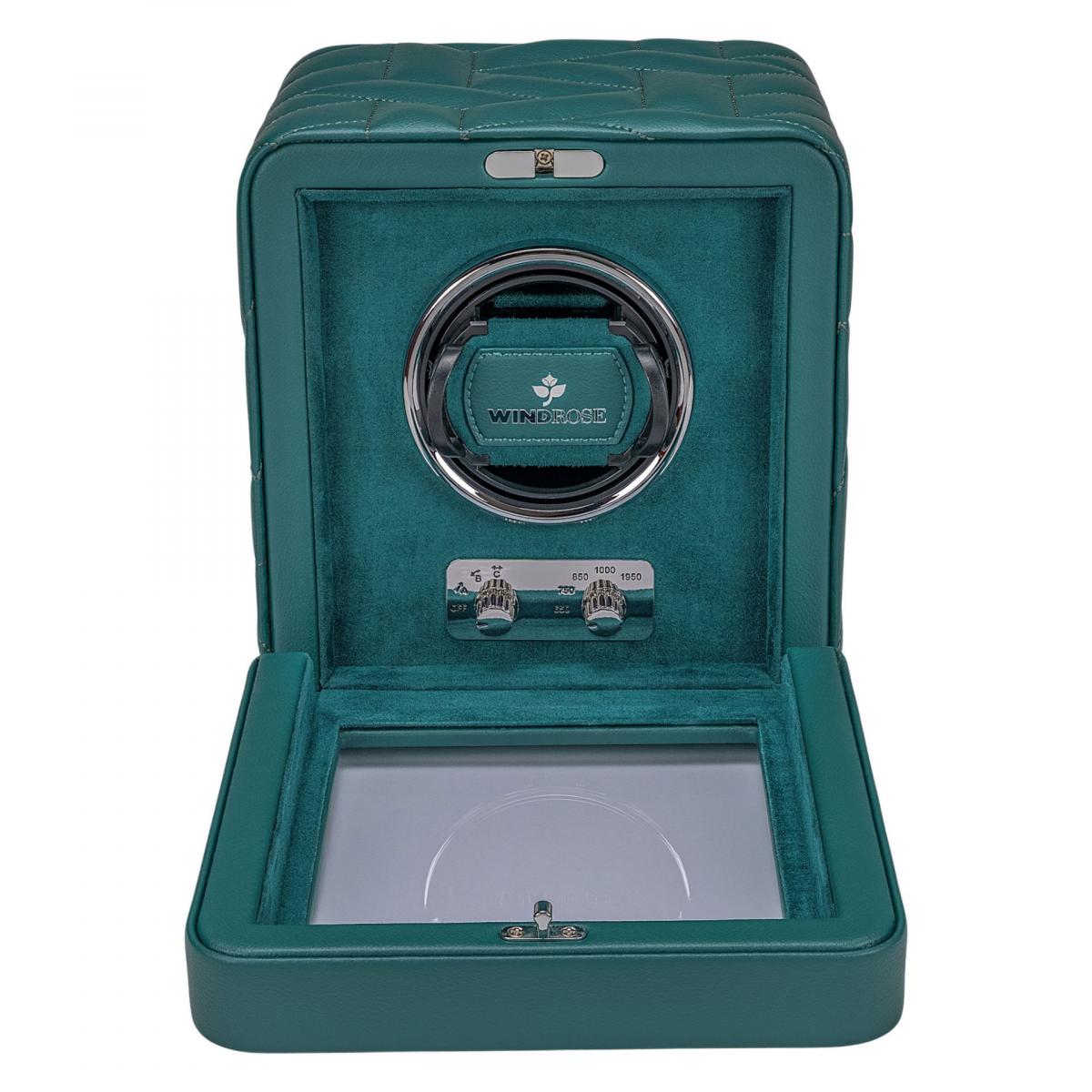 WINDROSE | Uhrenbeweger Noblesse 1 Uhr Lederimitat Velours petrol (851301.13)